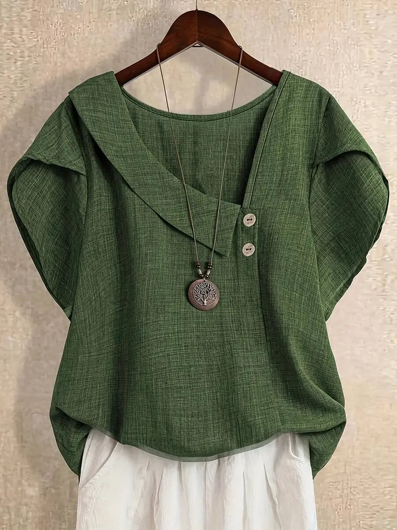 Milany - חולצת צווארון א-סימטרי קז'ואל