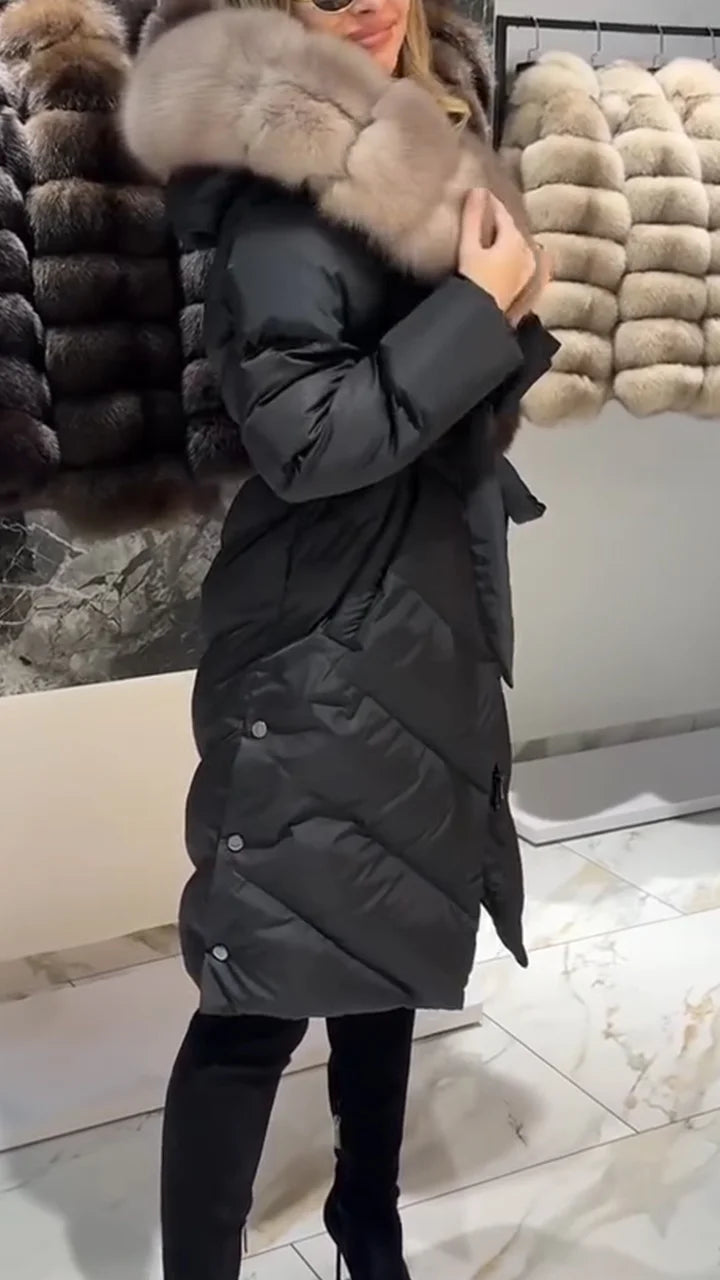 Nastasya - מעיל כותנה קז'ואל עם צווארון פרווה