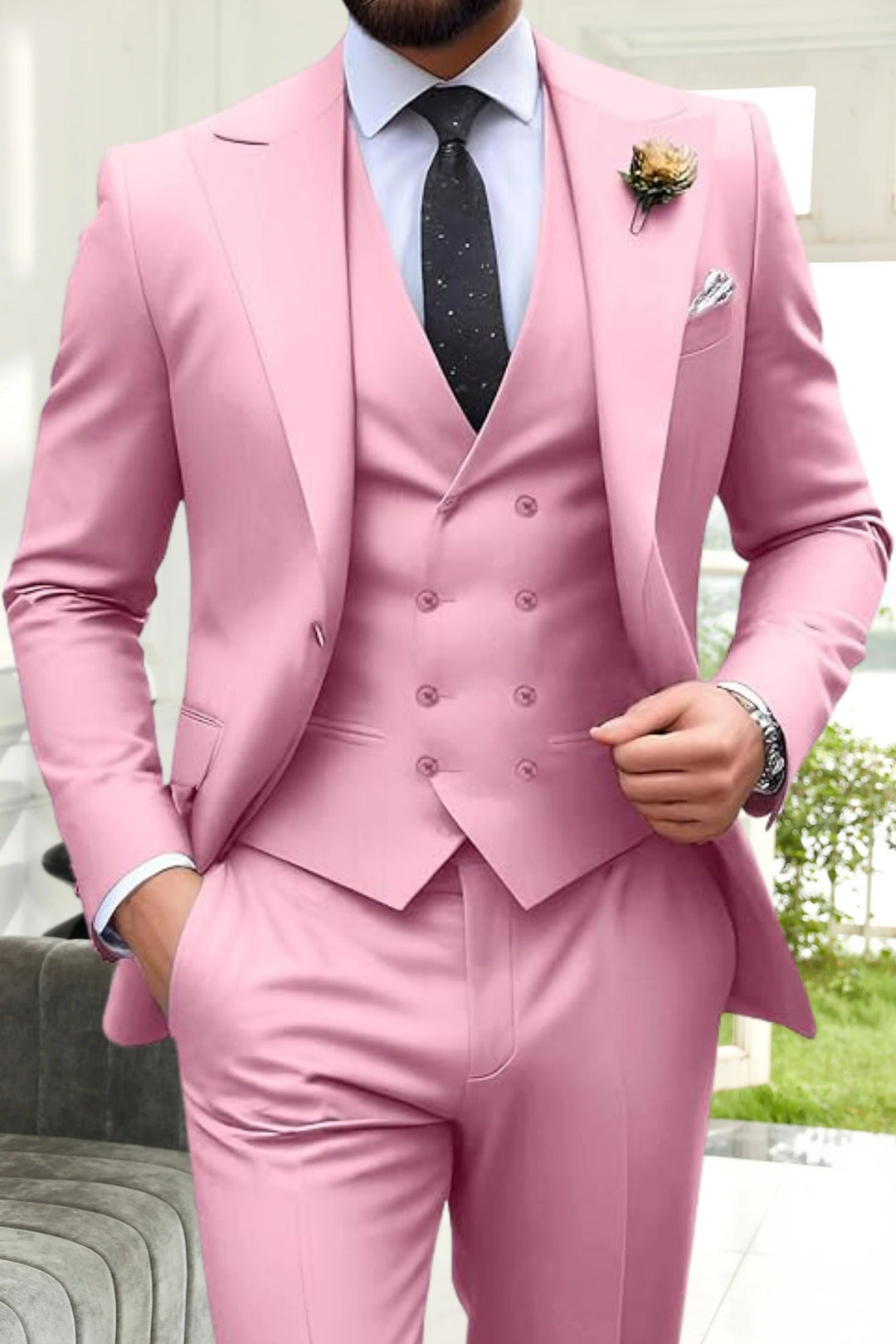 Gremist - חליפות 3 חלקים עם דש מחודד וחתך צר