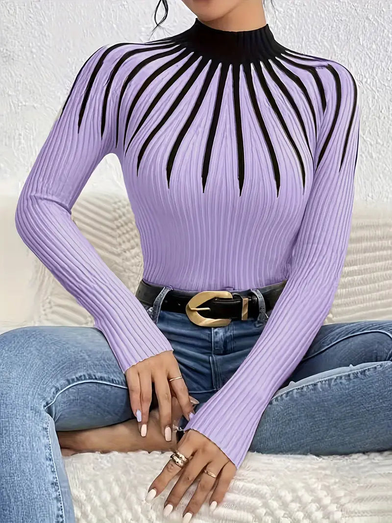 Maider - סוודר אלגנטי עם שרוולים ארוכים וצווארון גבוה