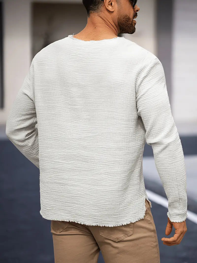 Demetrio - חולצת שרוולים ארוכים נוחה ונינוחה עם צווארון V