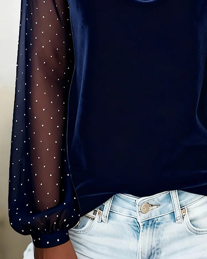 Meital - חולצה עם צווארון מתנדנד ושרוולים ארוכים