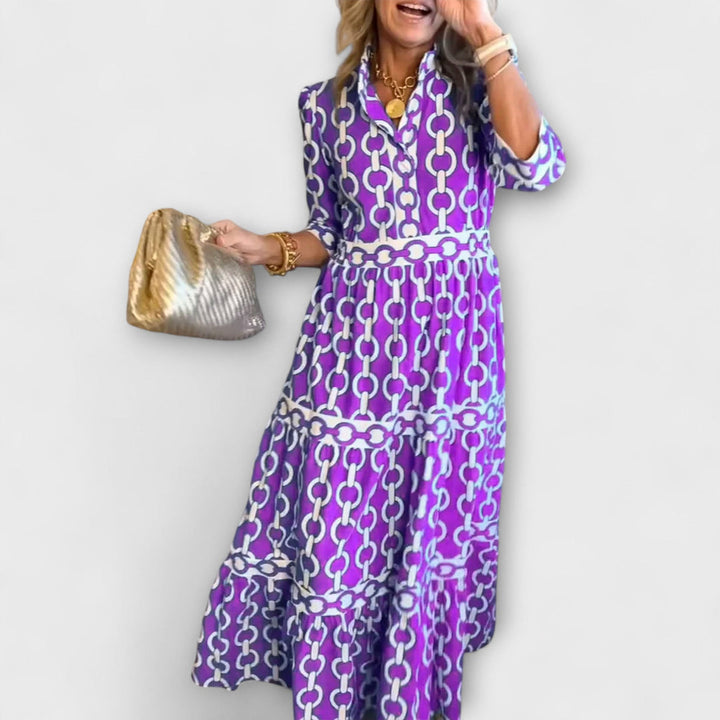 Stavroula - שמלת מידי עם הדפס שרשרת