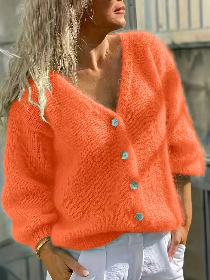 Hozanna - סוודר סרוג עם שרוולים ארוכים וכפתורים