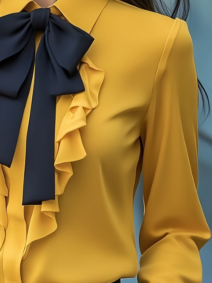 Dwyna - חולצת כפתורים עם שרוולים ארוכים ועניבת קפלים