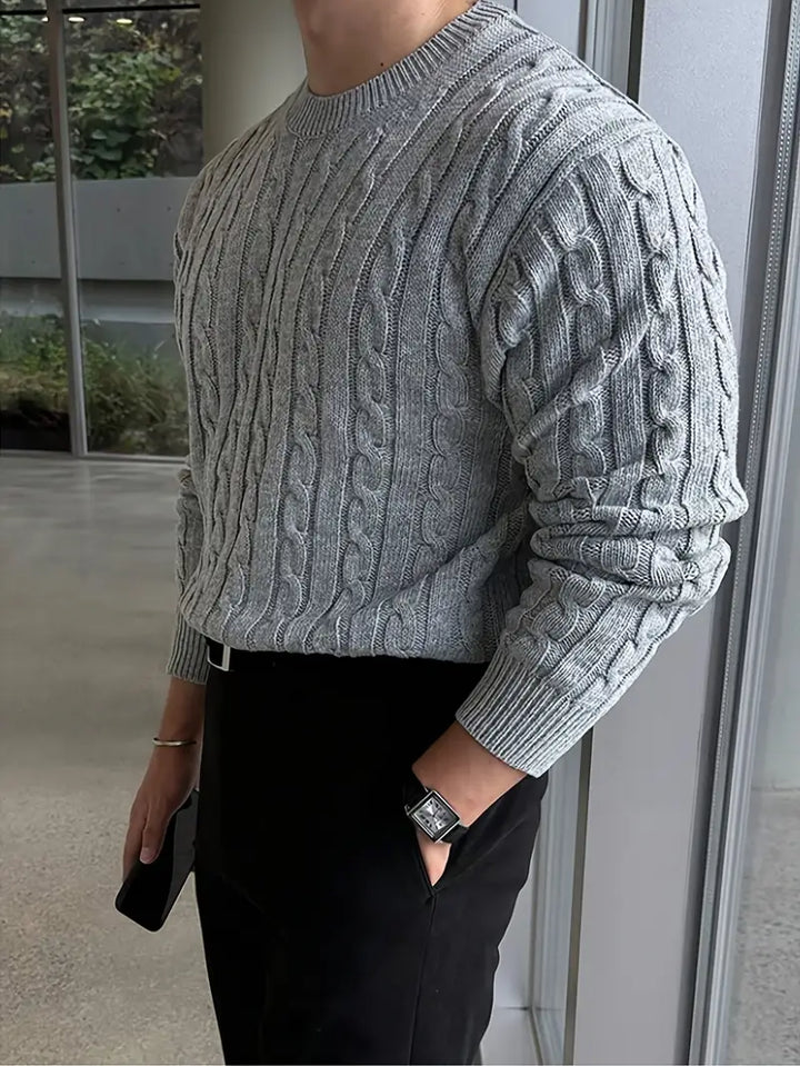 Mergim - סוודר ארוך שרוולים סרוג בסגנון קז'ואל