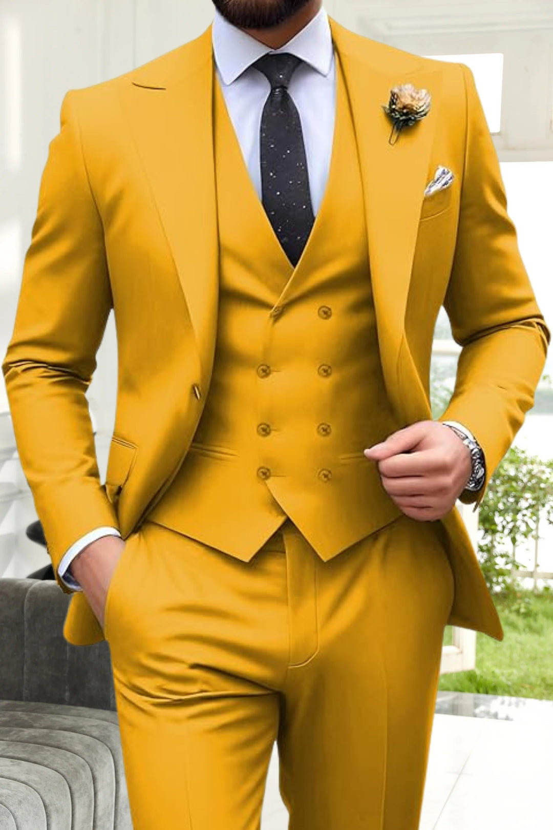 Gremist - חליפות 3 חלקים עם דש מחודד וחתך צר