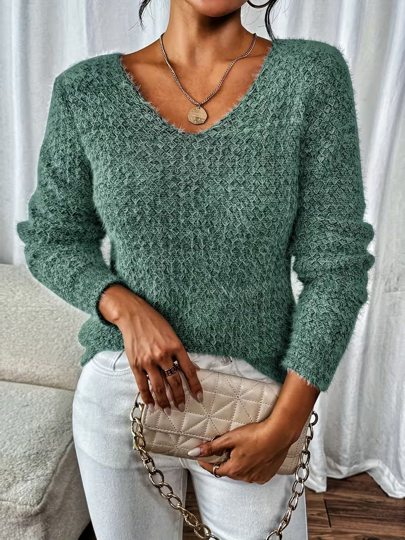 Aderah - סוודר רופף עם צווארון V