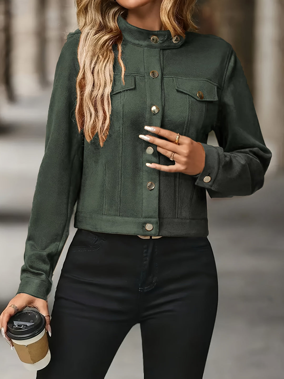 Slavica - ז'קט וינטג' עם שרוולים ארוכים וכפתורים קדמיים