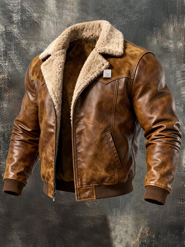 Alessandro - ז'קט עור קז'ואל עם שרוולים ארוכים