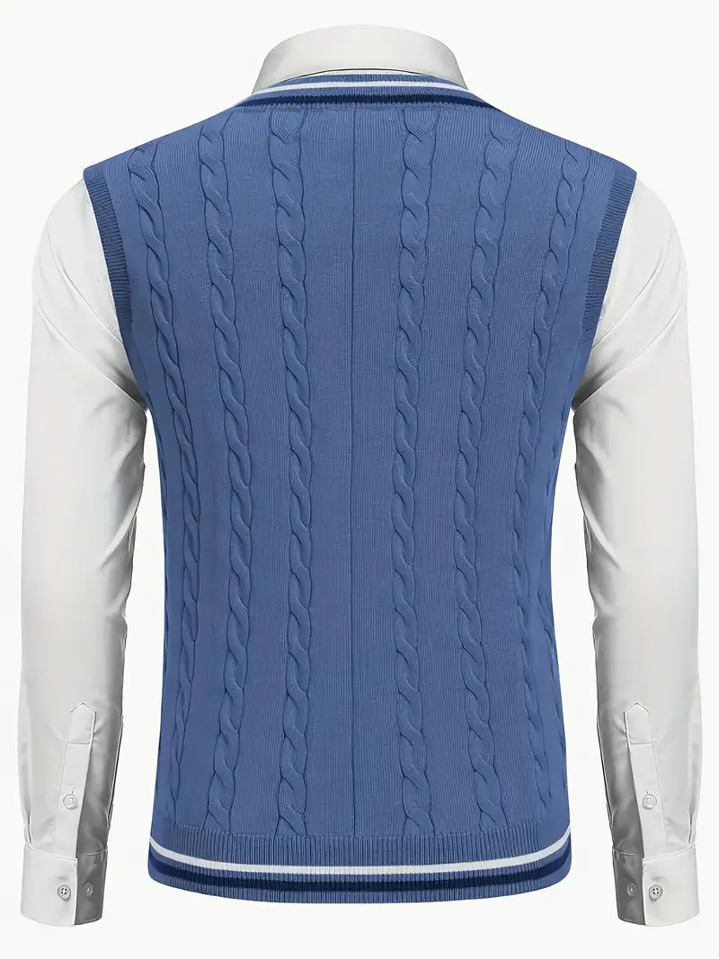 Duane - סוודר סרוג ללא שרוולים עם צווארון V