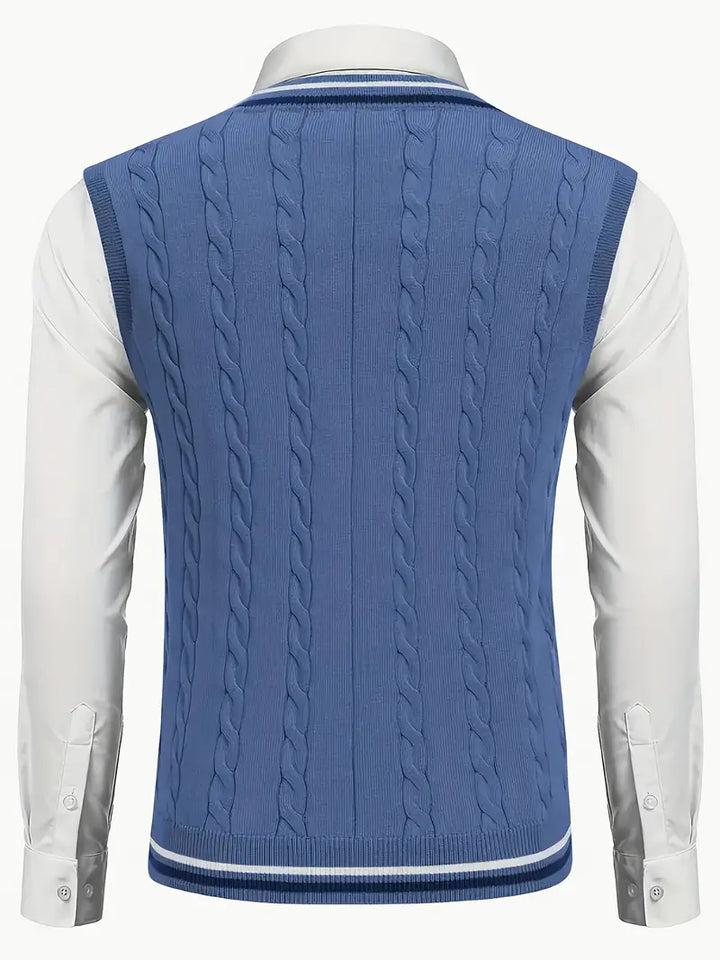 Duane - סוודר סרוג ללא שרוולים עם צווארון V