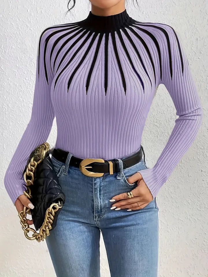 Maider - סוודר אלגנטי עם שרוולים ארוכים וצווארון גבוה