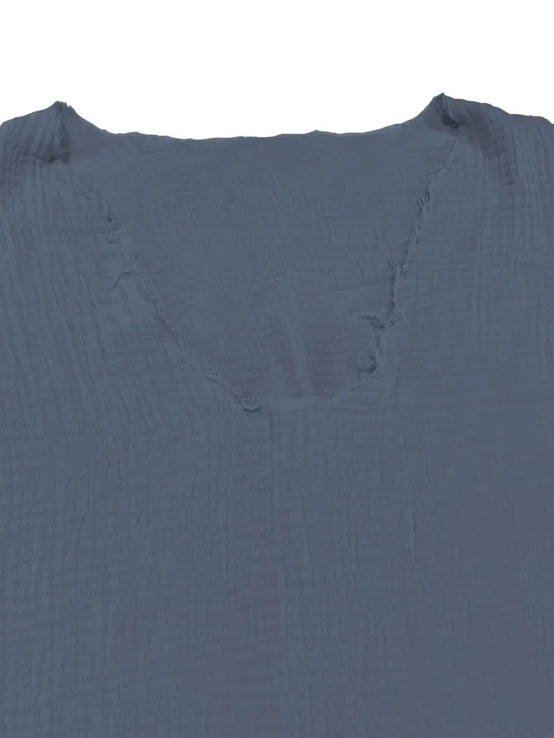 Demetrio - חולצת שרוולים ארוכים נוחה ונינוחה עם צווארון V