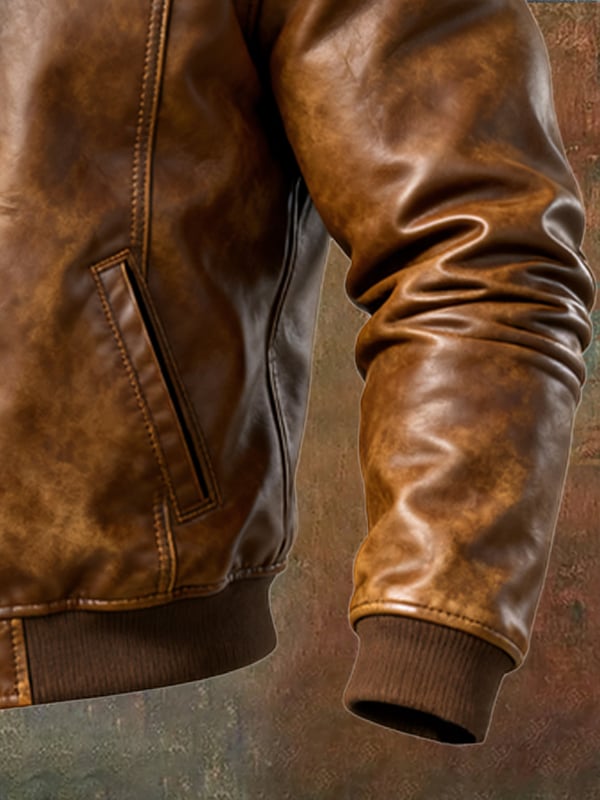 Alessandro - ז'קט עור קז'ואל עם שרוולים ארוכים