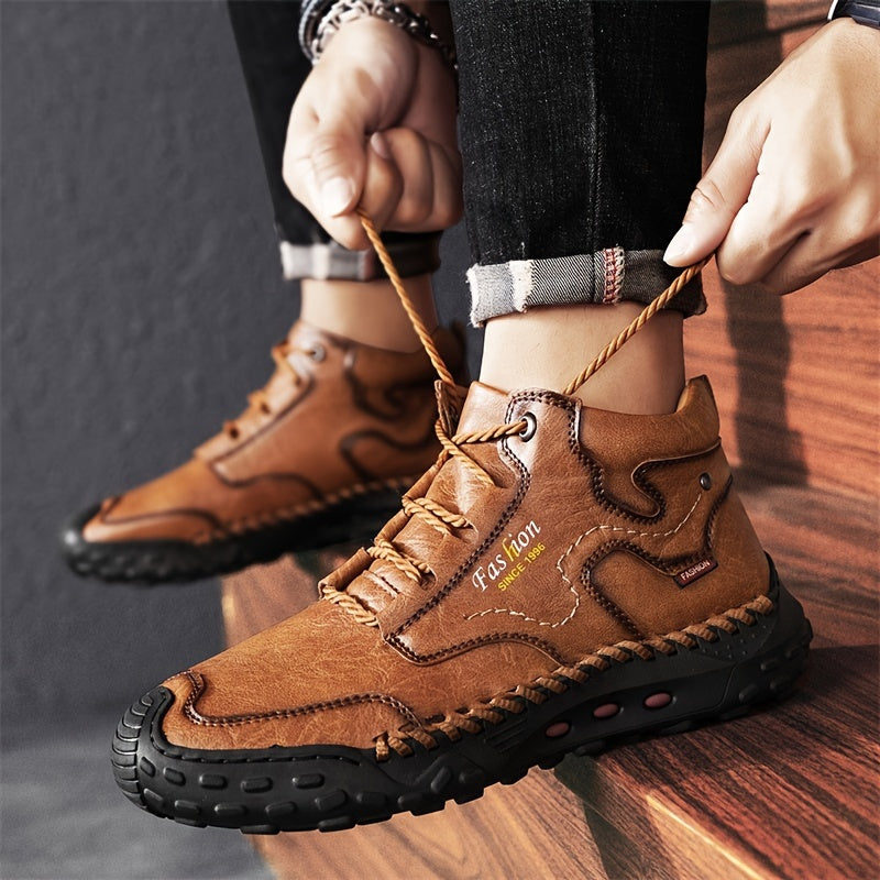 Kolman - מגפי קרסול מזדמנים מעור עם שרוכים וסוליה נגד החלקה