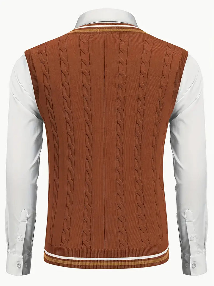 Duane - סוודר סרוג ללא שרוולים עם צווארון V