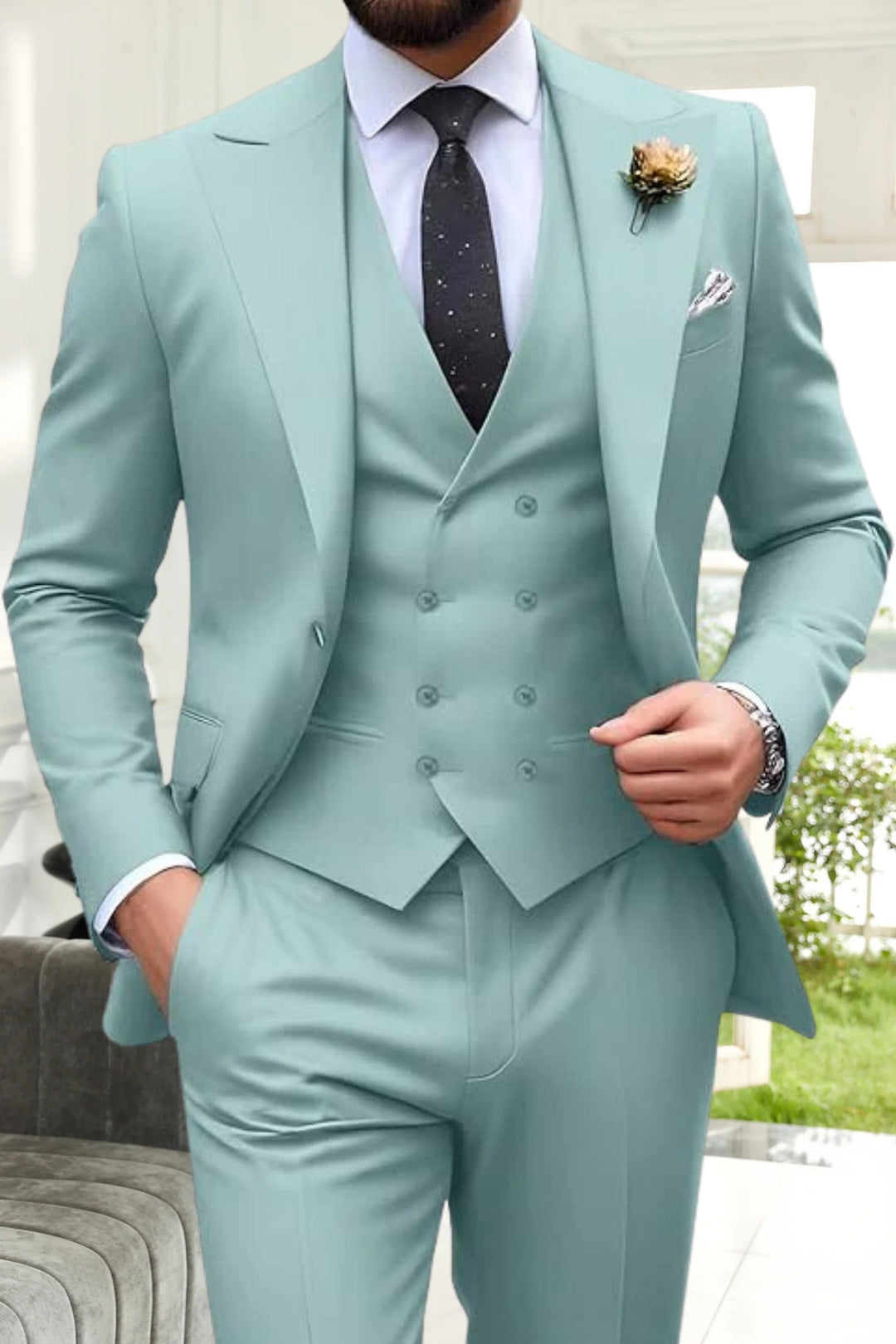 Gremist - חליפות 3 חלקים עם דש מחודד וחתך צר