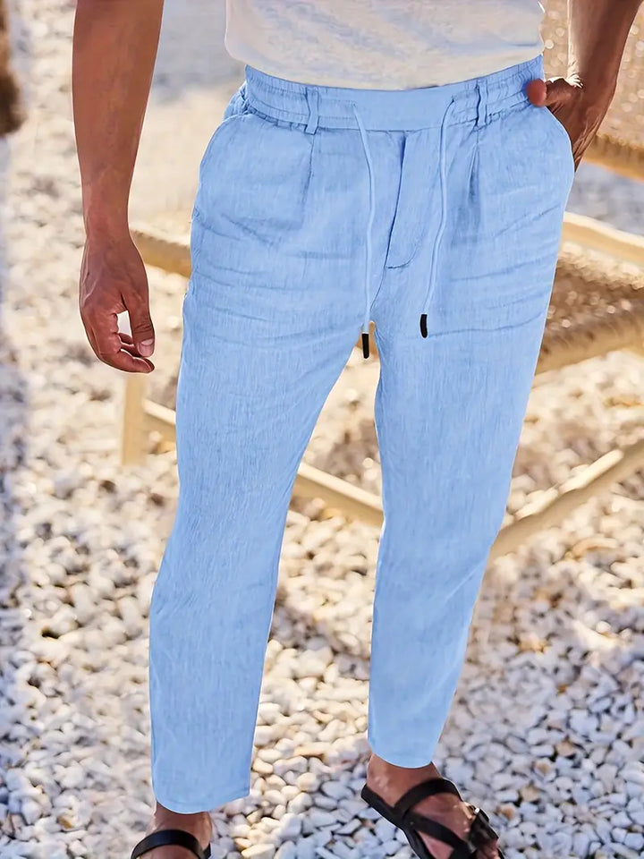 Nichols - מכנסיים רחבים עם שרוך מכותנה