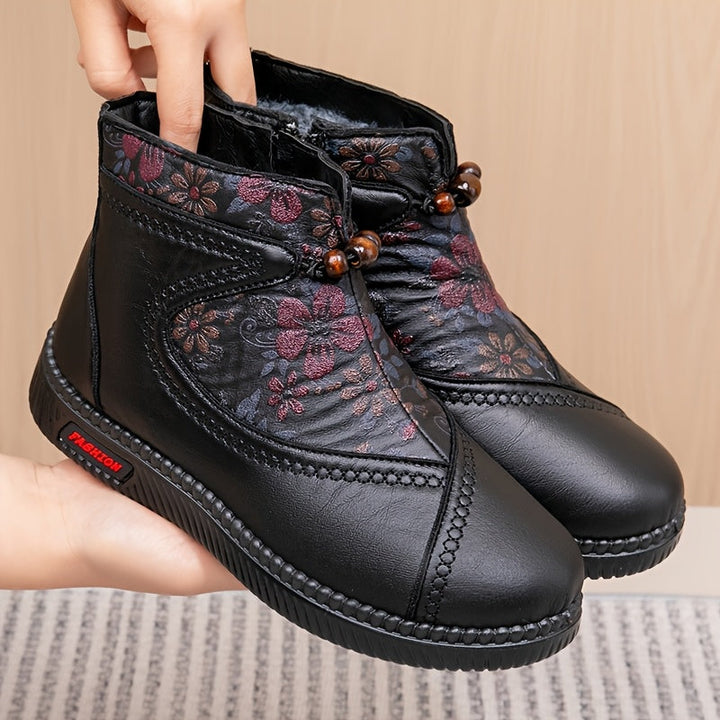 Robbie - מגפי עור עם הדפס פרחוני וינטג'