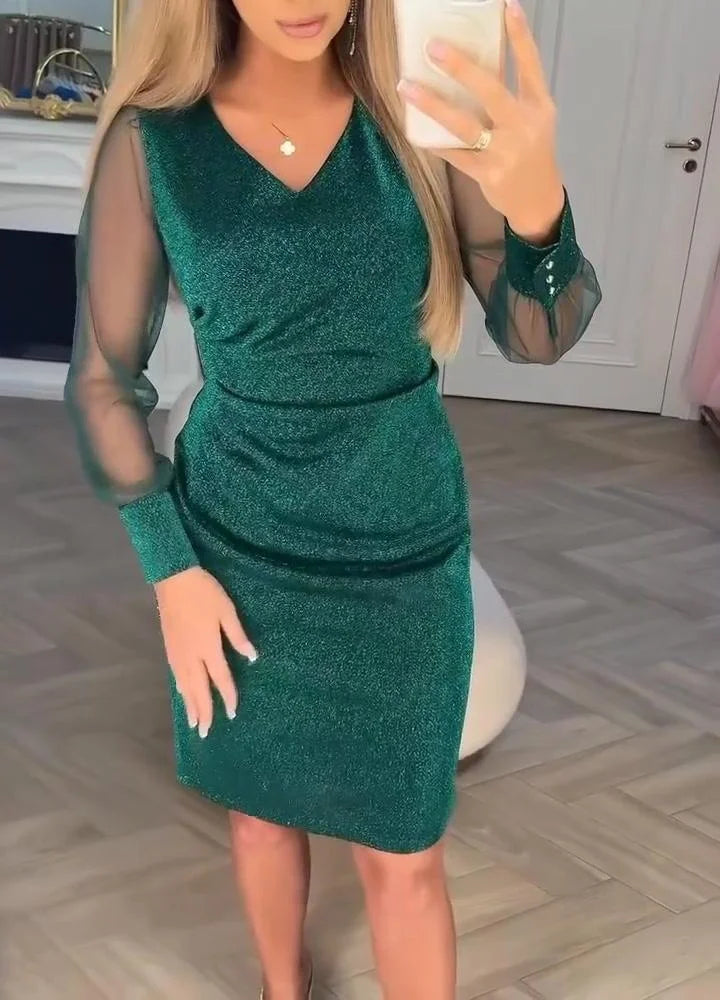 Irisa - שמלת מידי מבד טלאים נוצץ