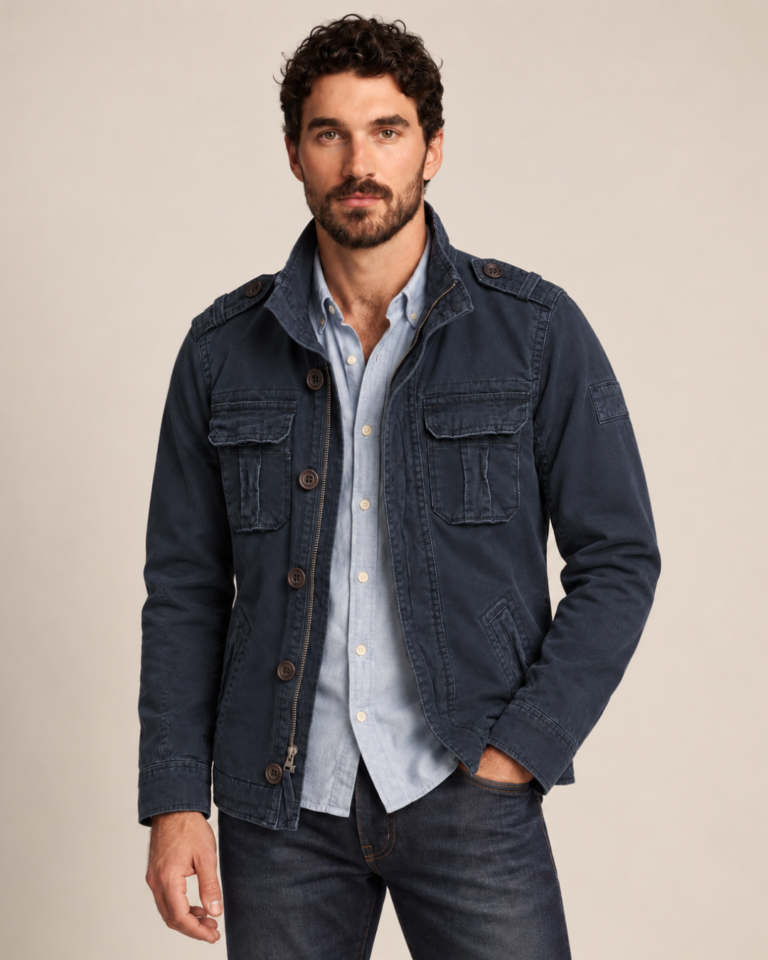 Renzi - Multi Pocket Stand Collar Utility Jacket