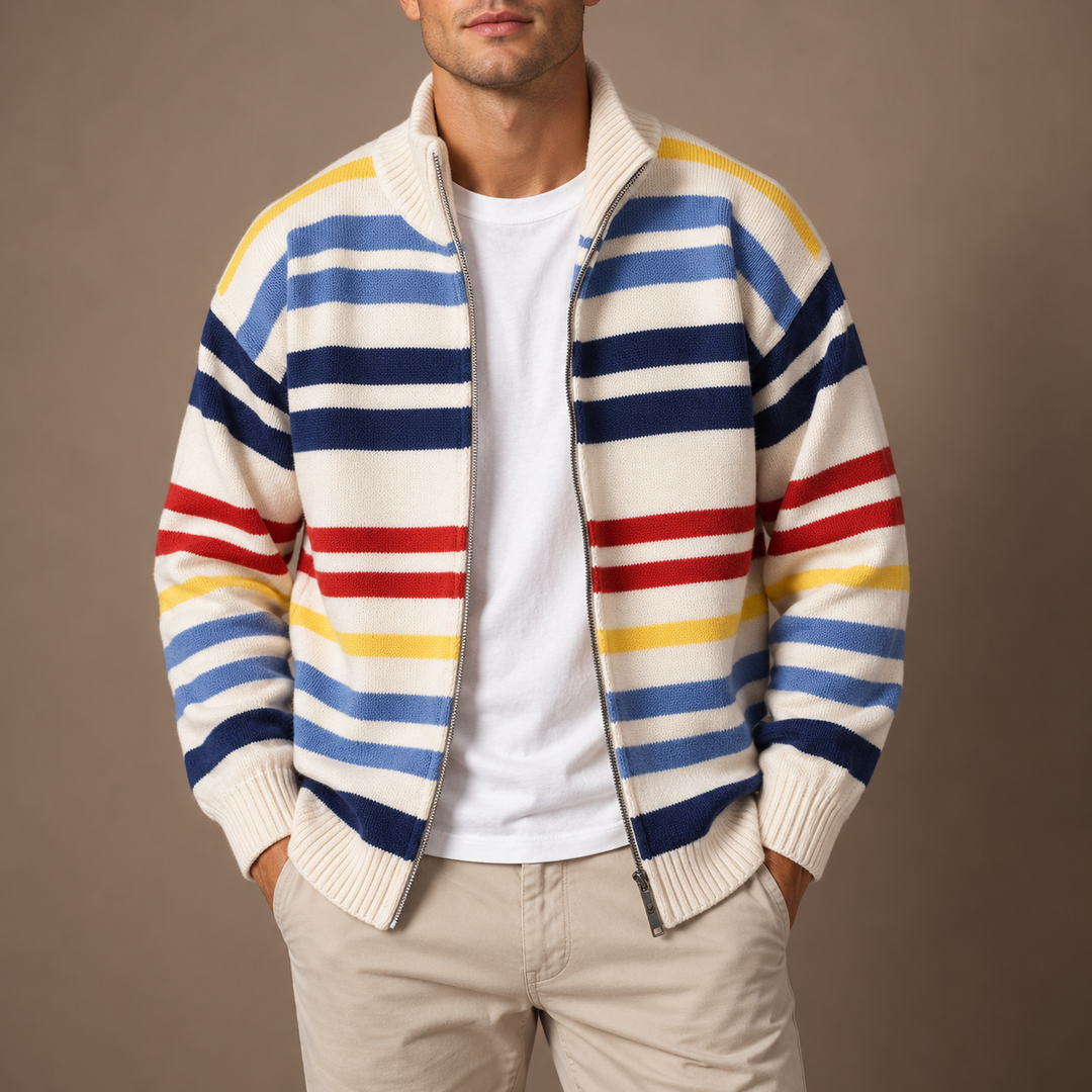 Wirasak - קרדיגן עם פסים צבעוניים וסגירת רוכסן