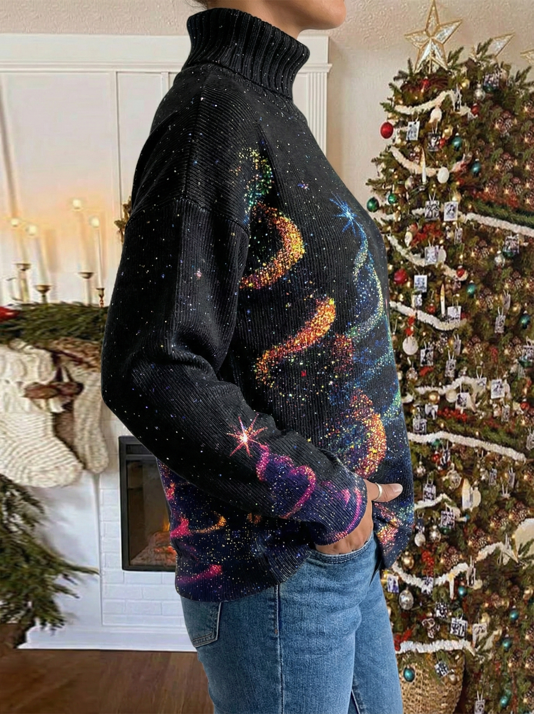 Helda - סוודר חג מולד עם הדפס כוכבים