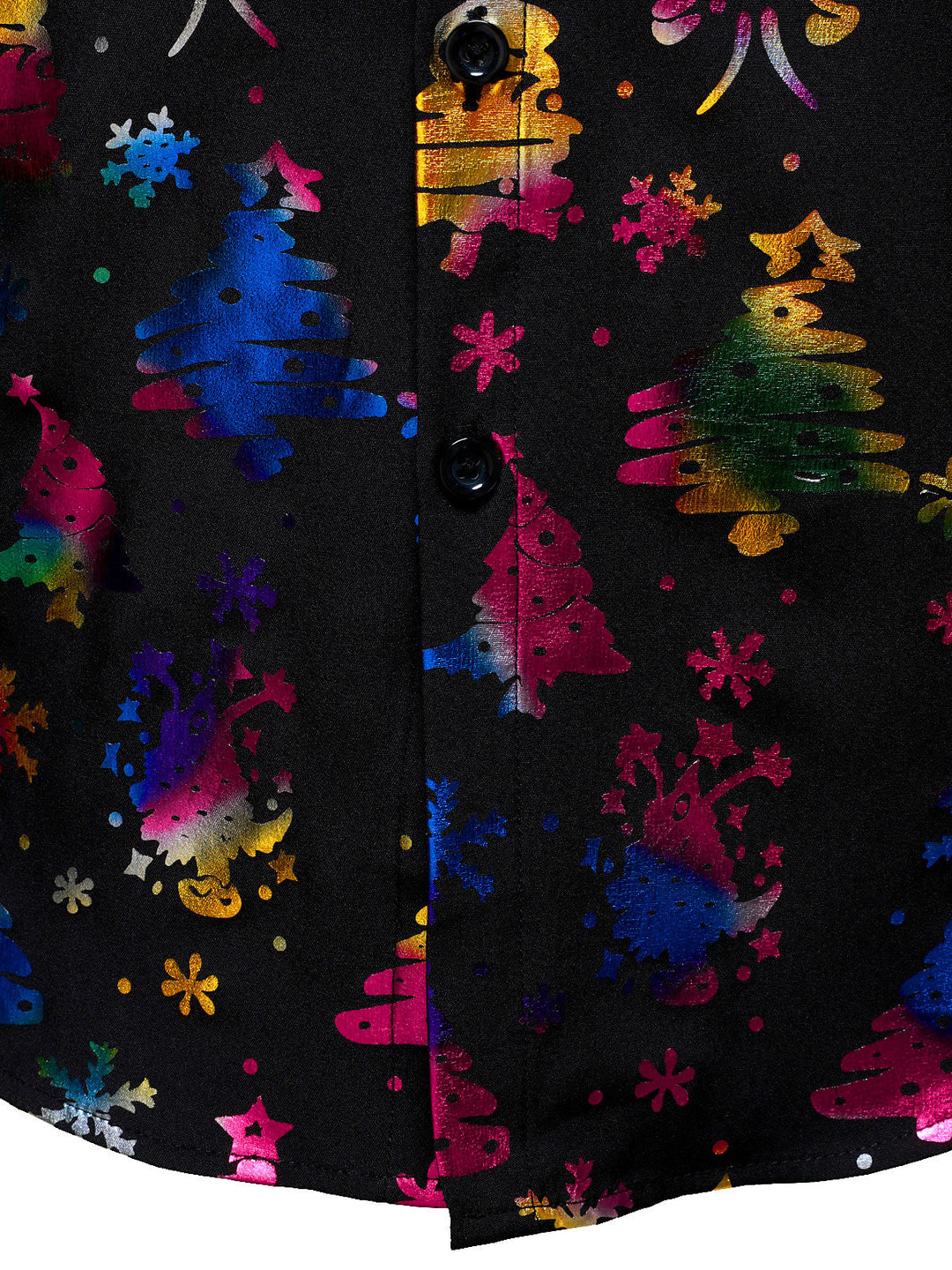 Barrett -  חולצת גברים שחורה עם שרוולים ארוכים, בגזרה רגילה, עם הדפס חג מולד זהוב