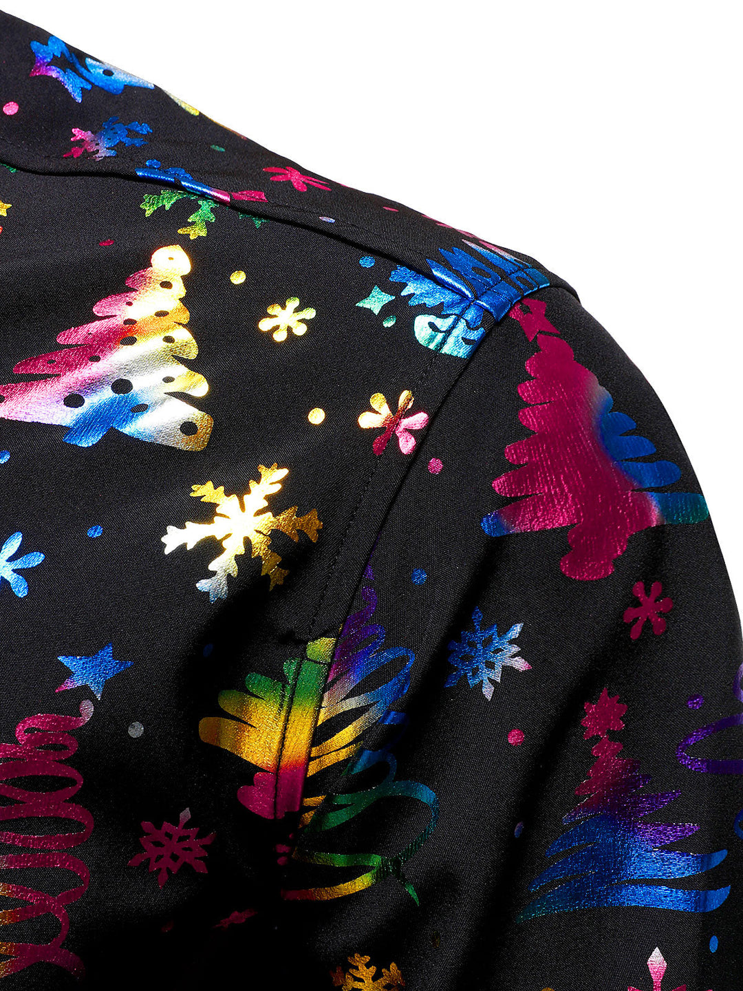 Barrett -  חולצת גברים שחורה עם שרוולים ארוכים, בגזרה רגילה, עם הדפס חג מולד זהוב