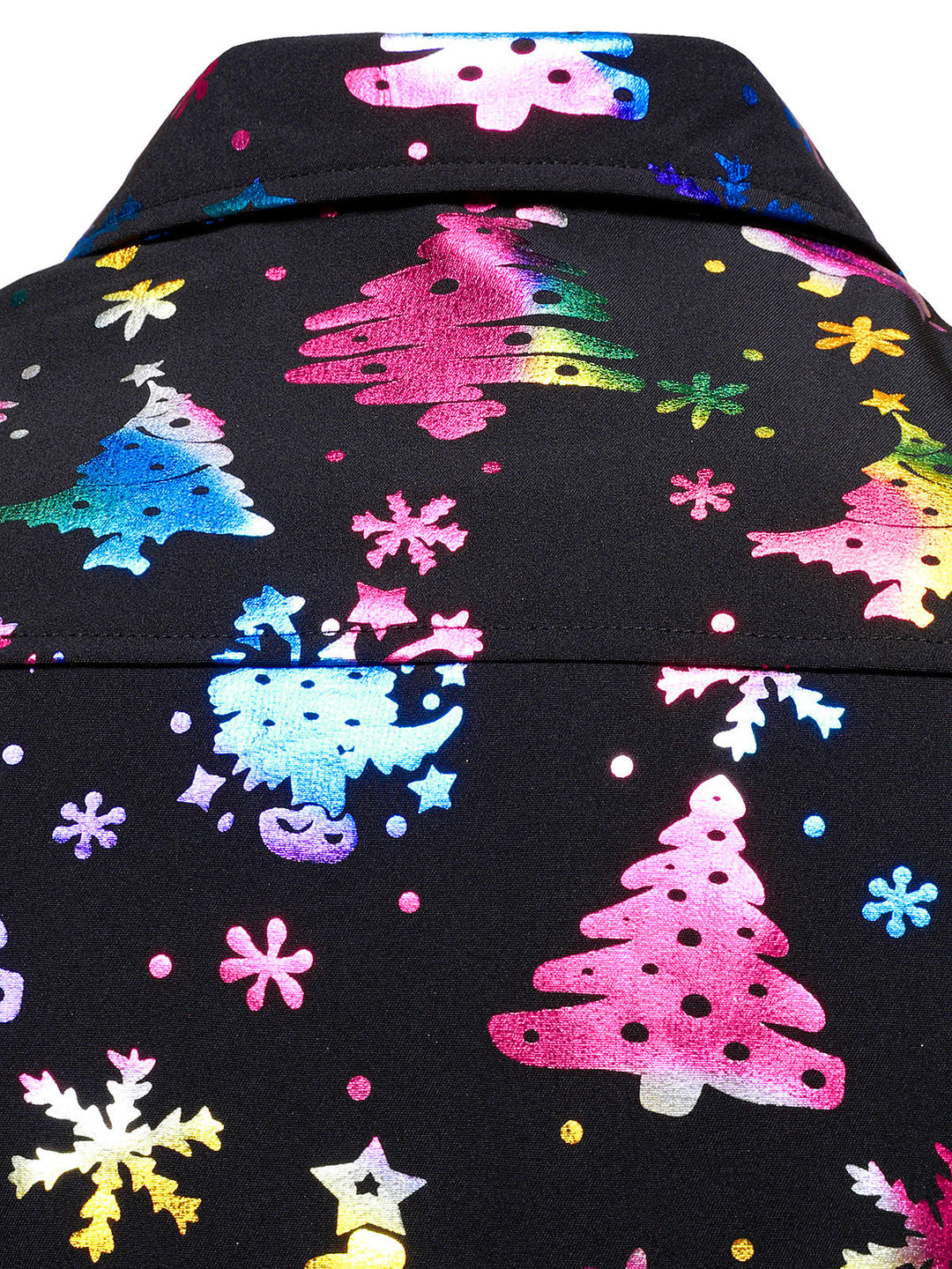 Barrett -  חולצת גברים שחורה עם שרוולים ארוכים, בגזרה רגילה, עם הדפס חג מולד זהוב