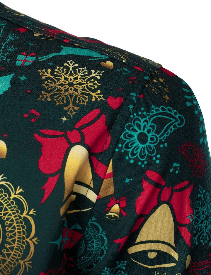 Victor -  חולצת כותנה ארוכת שרוולים לגברים לחג המולד עם אייל צפון