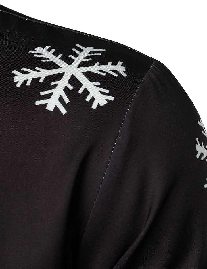 Mathan - חולצת גברים עם כפתורים בצבע שחור, עם שרוולים ארוכים, עם הדפס מצחיק של סנטה קלאוס