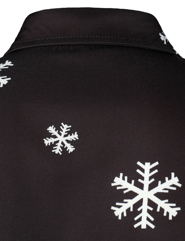 Mathan - חולצת גברים עם כפתורים בצבע שחור, עם שרוולים ארוכים, עם הדפס מצחיק של סנטה קלאוס