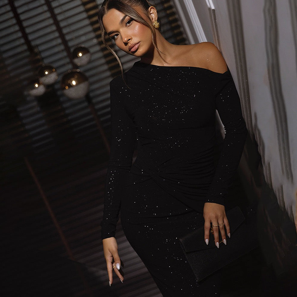 Uriela - שמלת מקסי ארוכת שרוולים נוצצת