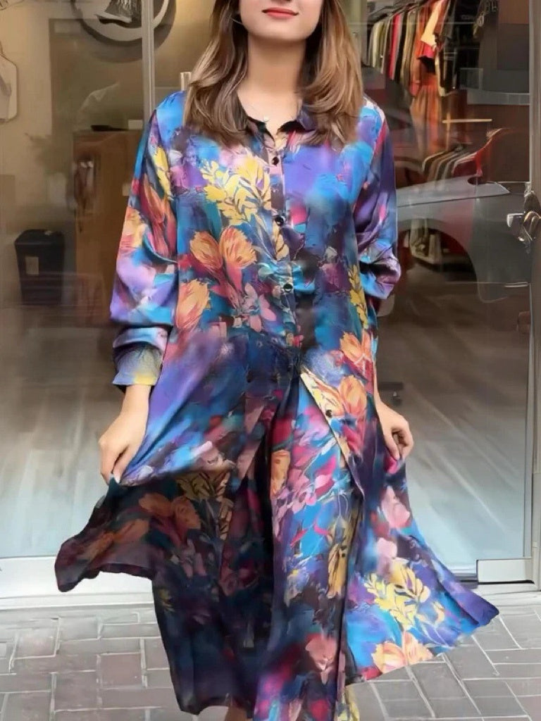 Quenira - סט דו-חלקי של שמלת חולצה רפויה