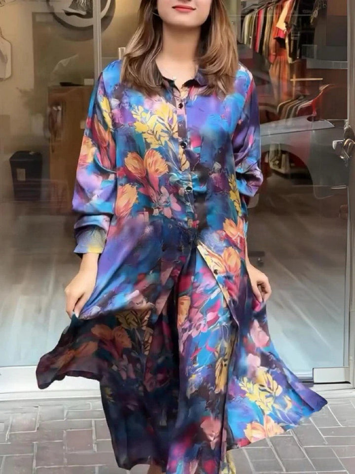 Quenira - סט דו-חלקי של שמלת חולצה רפויה