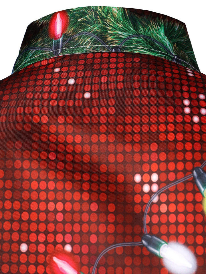 Bryce - תלבושת חג מולד מהנה לגברים חולצה עם כפתורים ושרוולים ארוכים