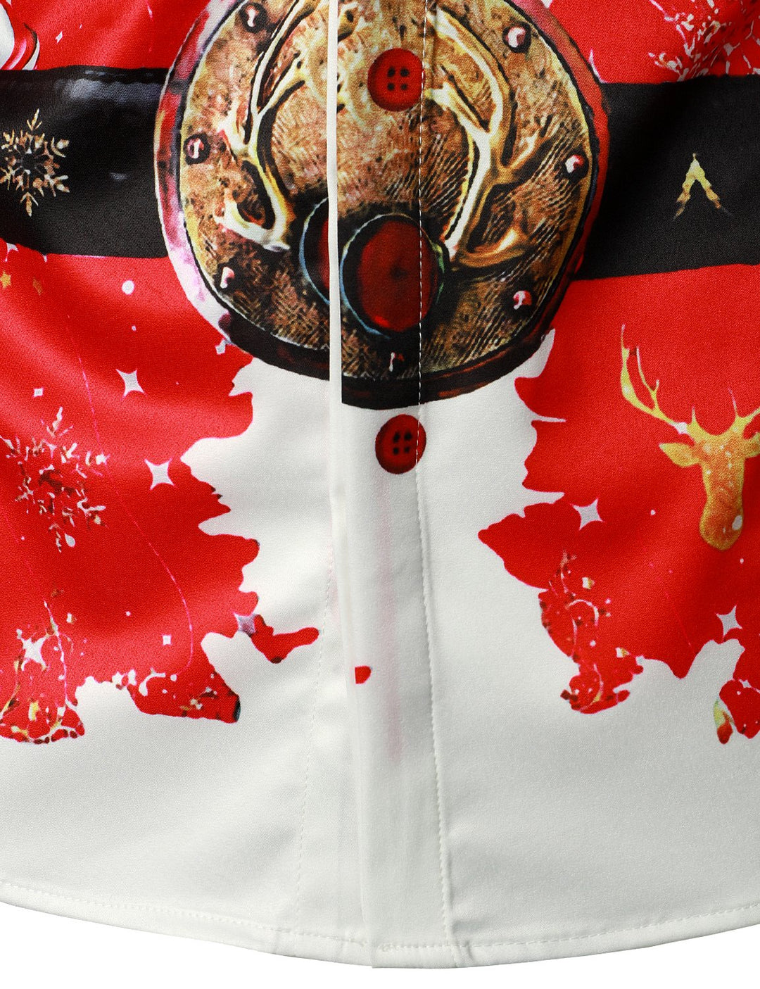 Beau - חולצת גברים בהשראת חג המולד, אדומה ומהנה, חולצת חג עם כפתורים ושרוולים ארוכים