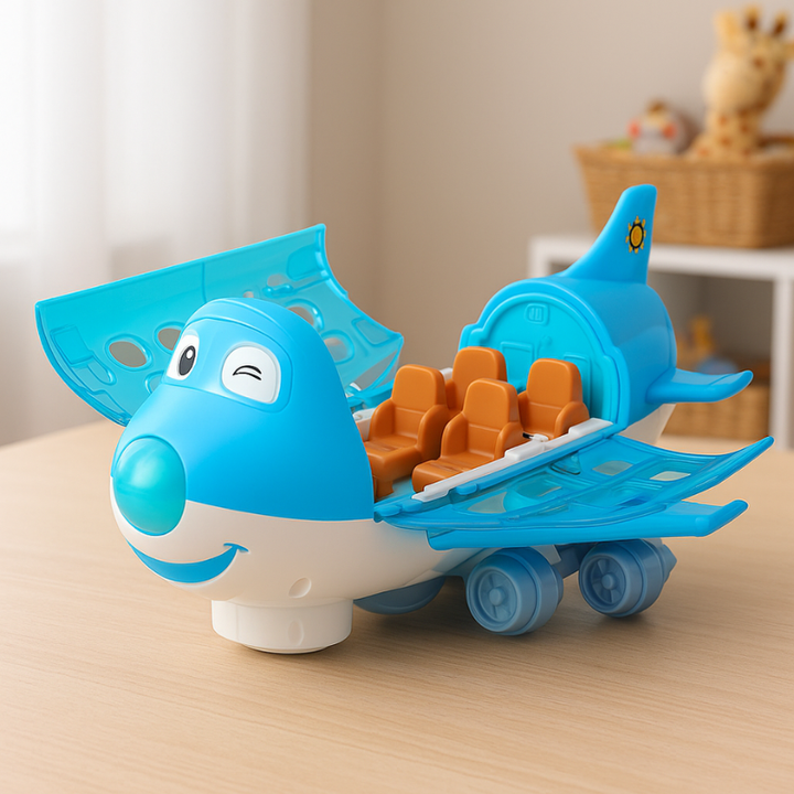 MusicJet - מטוס חשמלי עם אורות, מוזיקה ומנגנון למניעת מכשולים