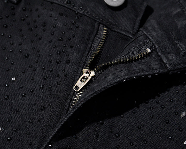 Jake - ג'ינס סלים פיט עם מותן גבוהה ומאובזרת באבני חן