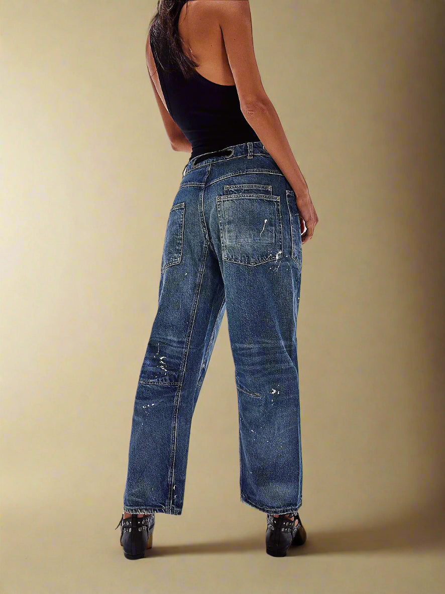 Felixa - מכנסי דנים פטשוורק ברוחב רגליים