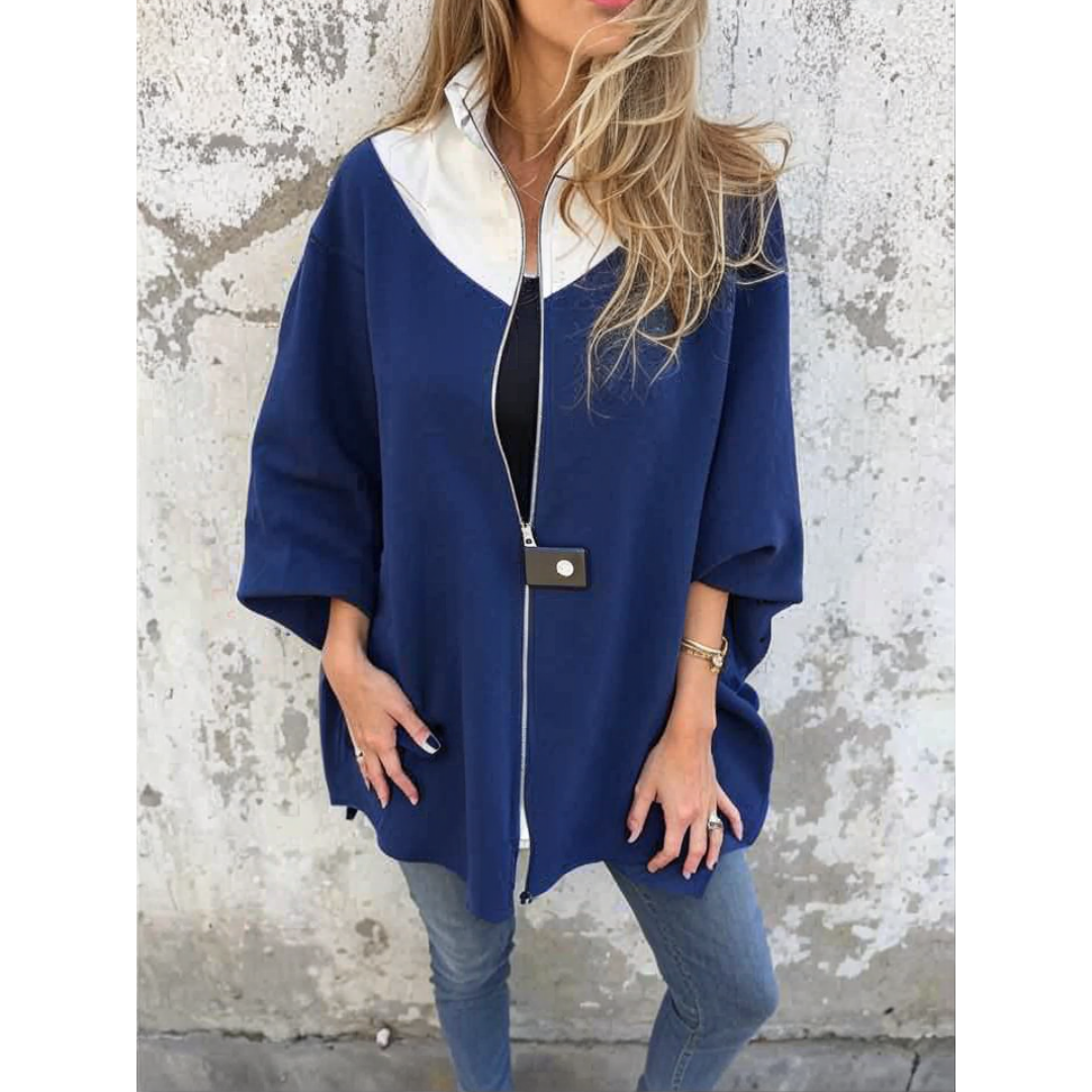 Francina - מעיל עם רוכסן רופף וצווארון עומד