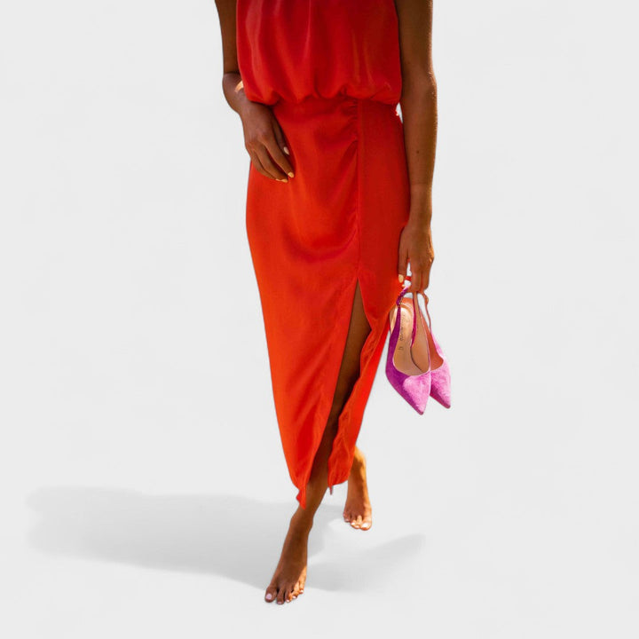 Danella - שמלת מידי אלגנטית ללא שרוולים