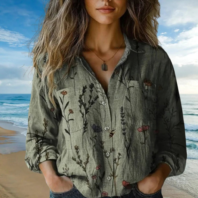 Evlampia - חולצת כותנה וינטג' עם שרוולים ארוכים