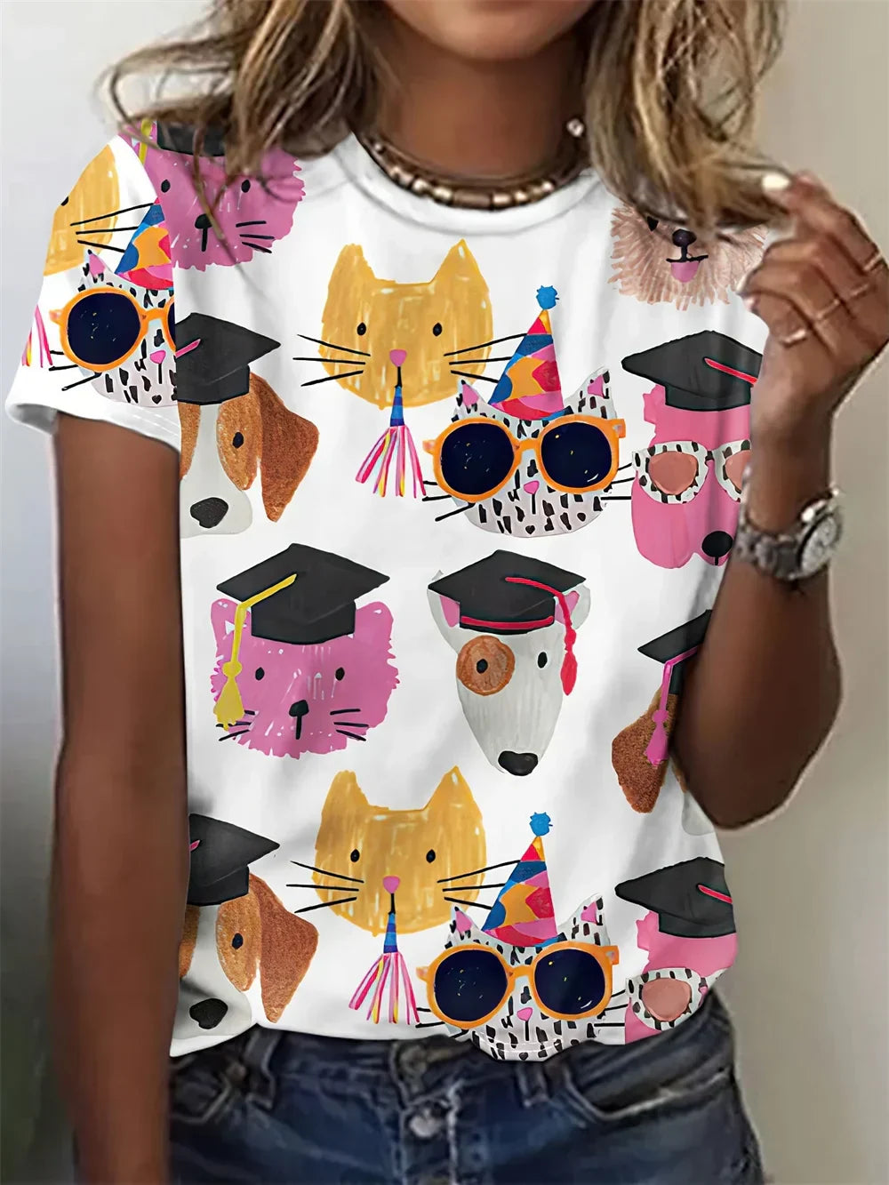 Elsy - חולצה אלגנטית עם הדפס חיות