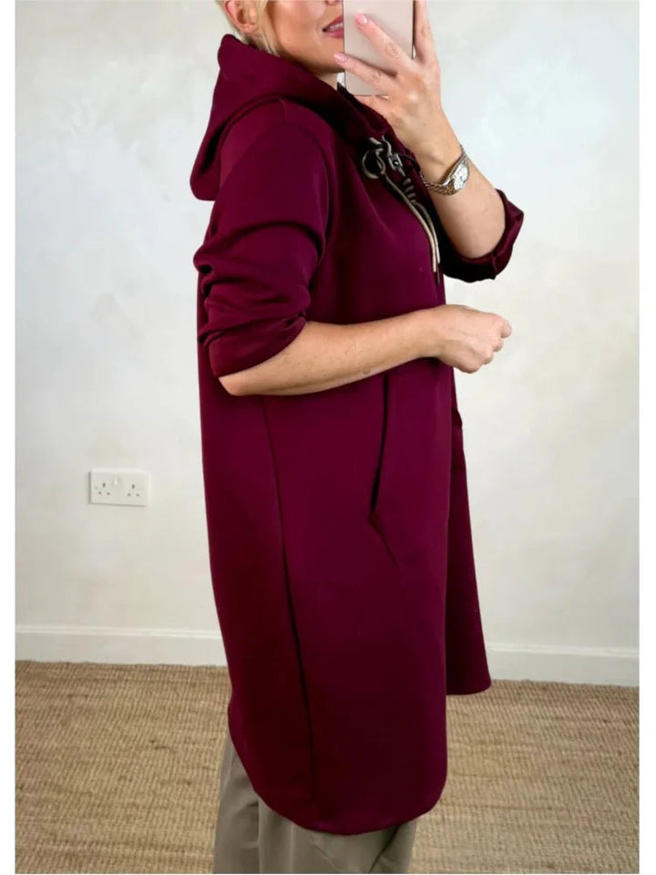 Michaella - שמלת טוניקה עם ברדס וכיסים קדמיים