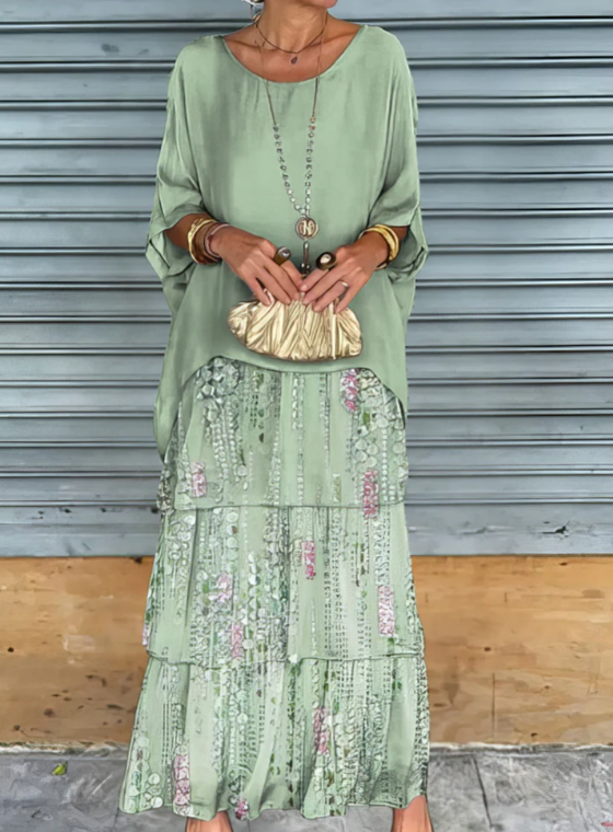 Leona - שמלת מקסי עם צווארון עגול ורחב