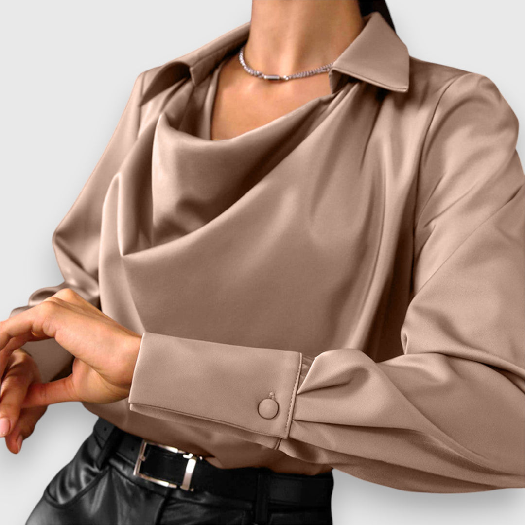 Solina - חולצה עם צווארון ושרוולים ארוכים עם בד מקושט