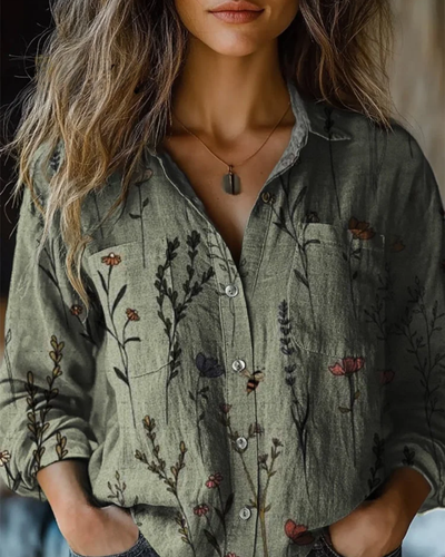 Evlampia - חולצת כותנה וינטג' עם שרוולים ארוכים